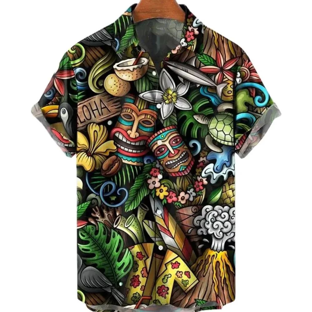 Streetwear Brand Label - 2023 Men's Streetwear Beach Shirt Short