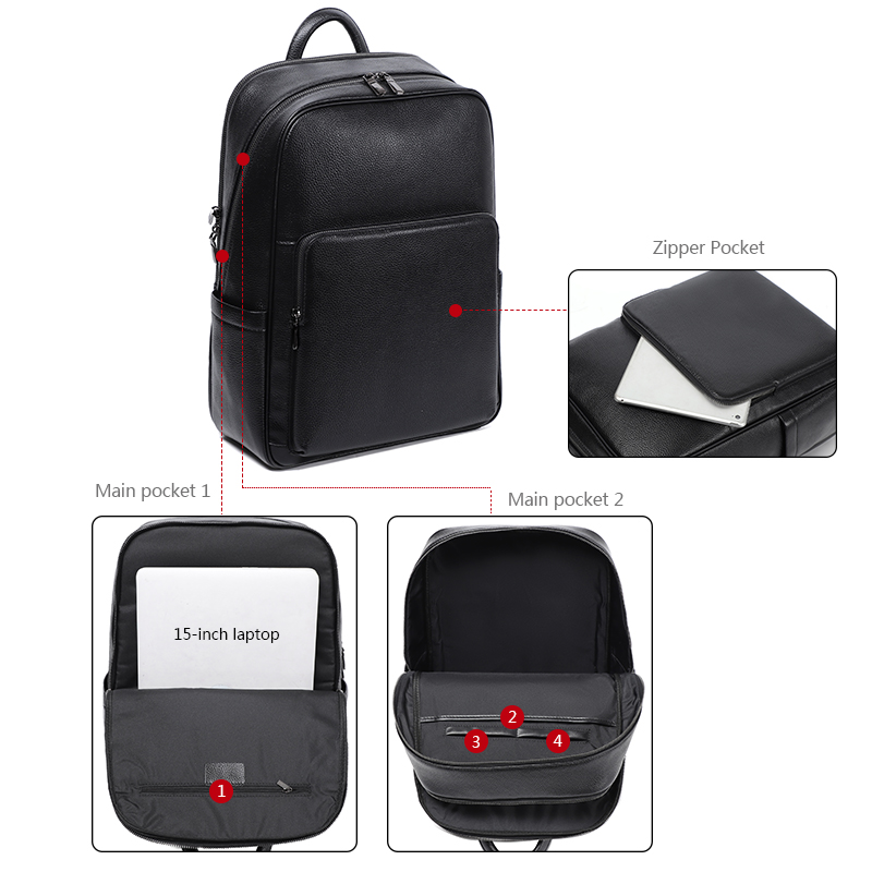 100% Cow Genuine Leather Men B - Streetwear Brand Backpack 评论和价格